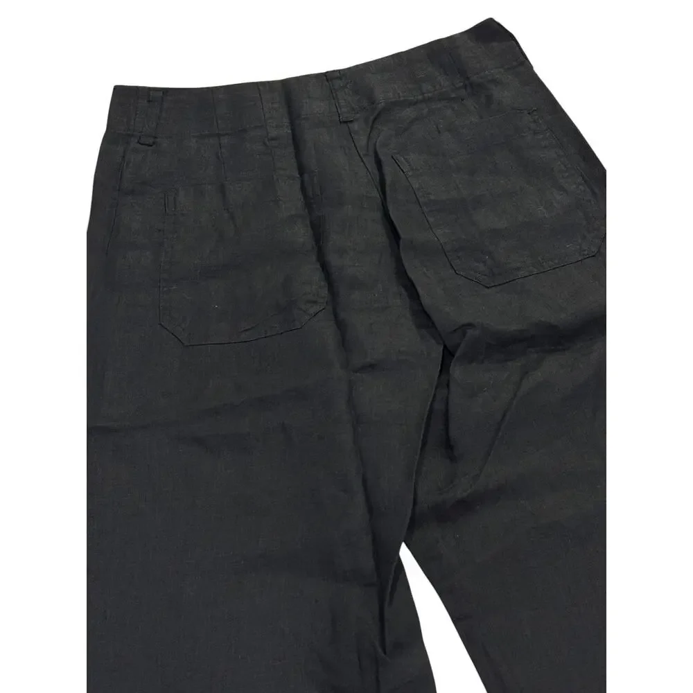 Quince 100% European Linen Patch Pocket Wide Leg Pants Women's Size 6 Black NWT